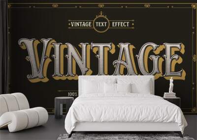 Creative editable vintage text effect vector  Wall mural