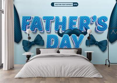 Fathers day celebration vector template with happy fathers day 3d editable text style effect with gentleman bow tie Wall mural