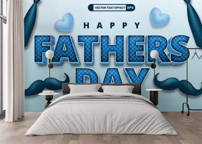 Happy fathers day editable 3d vector text style effect with bow tie and 3d love shape Wall mural