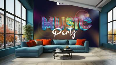 Music party club futuristic style 3d editable vector text effect Wall mural