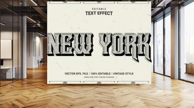 New york retro vintage style editable text effect Wall mural