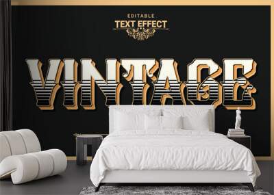 Retro vintage 3d editable vector text effect Wall mural