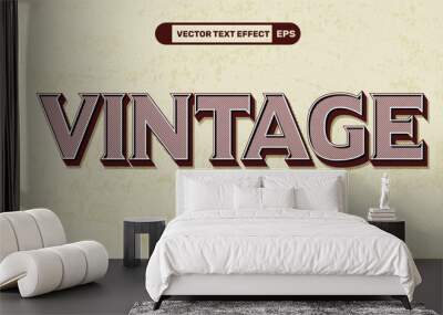 Retro vintage editable 3d vector text effect Wall mural