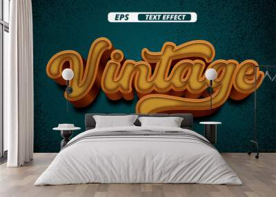 Retro vintage editable 3d vector text effect Wall mural