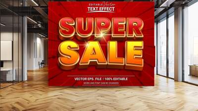 Super sale 3d editable illustrator text effect on red background Wall mural