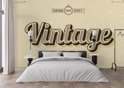 Vintage old style editable text effect vector Wall mural