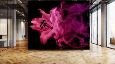 Beautiful lily flower from smoke Wall mural