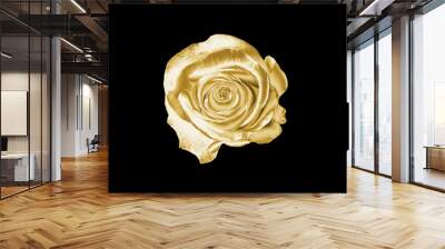 Gold flower on a black background . Wall mural