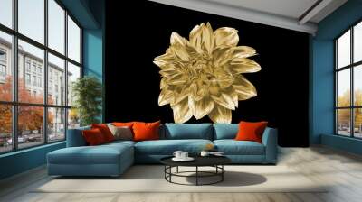 Gold flower on a black background . Wall mural