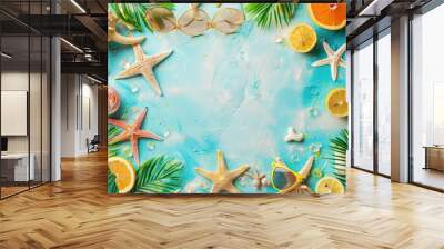 Colorful Summer banner background with beach vibes decorate Wall mural