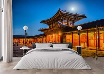 Gateway of gyeongbokgung palace in night at Seoul South Korea Wall mural