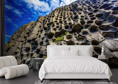 basalt wall volcanic rock stone with holes Low Angle Wall mural