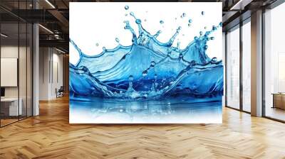 blue water splash isolated on white background macro Wall mural