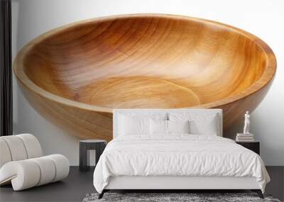 empty wooden bowl isolated on white background Wall mural