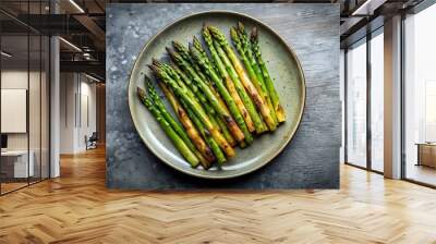 Minimalist grilled asparagus on a plate Wall mural