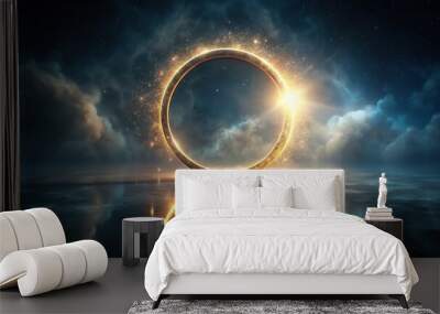 mystical glowing ring in dark environment Wall mural