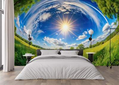 Sunny nature Summer abstract background with shining sun Fisheye, abstract, summer, fisheye, nature,sunny Wall mural