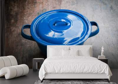 blue of cooking pot on wooden Wall mural