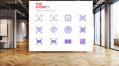 Scanners icon set, vector. Pixel Perfect glyphs. Editable Stroke. Security, id scanners icons, symbols Wall mural