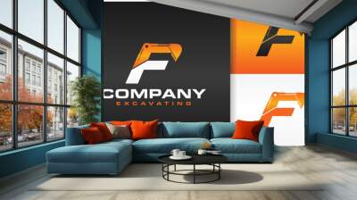 excavator letter f logo Wall mural