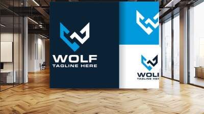 geometric wolf logo Wall mural