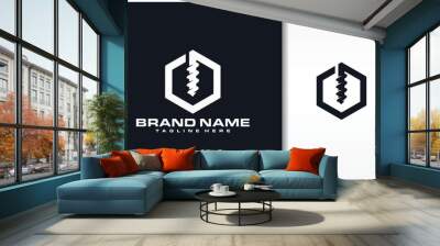 hexagons and drilling logo Wall mural