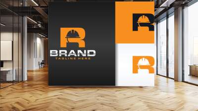 letter R logo with construction helmet silhouette Wall mural