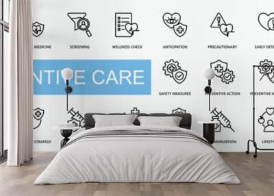 Preventive Care icons set.  Wall mural