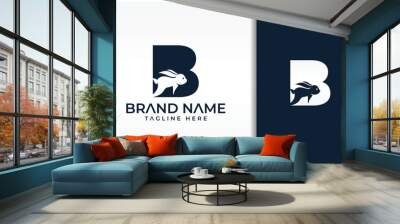 Rabbit letter B logo template Wall mural