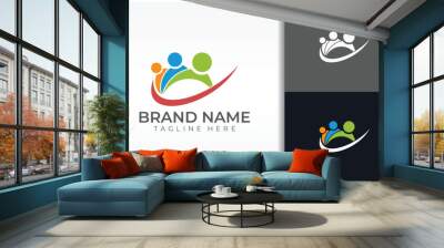 Teamwork logo for business company Wall mural