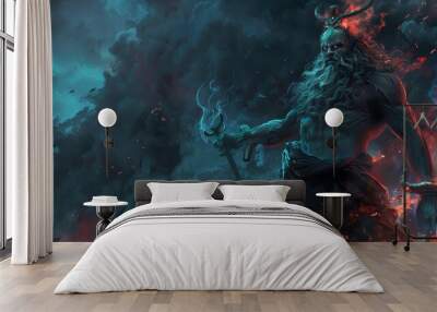 a beautiful illustration painting of the greek god hades. wallpaper background 16:9 Wall mural