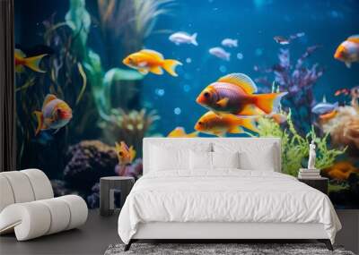 a beautiful photo of a aquarium with fishes and corals. Generative AI Wall mural