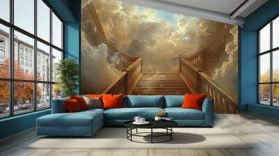 a beautiful stairway to heaven paradise. wallpaper background 16:9 Wall mural