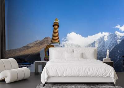 There are many stupas in the Himalayas of Nepal Wall mural