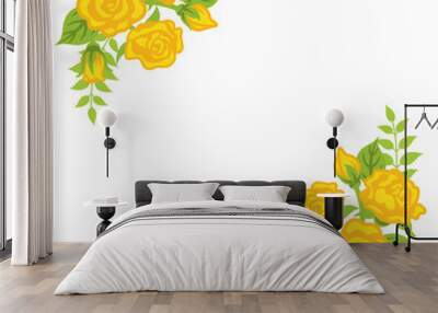 Yellow rose flower decoration - Corner frame Wall mural