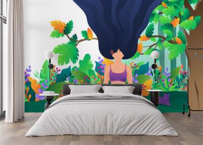 Yoga nature hero image illustration Wall mural