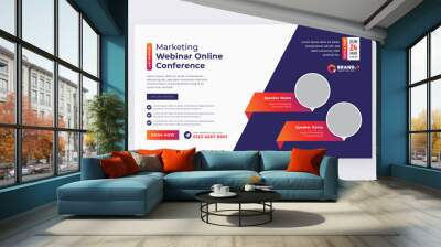 Live webinar online marketing business conference web banner and facebook cover template design Wall mural