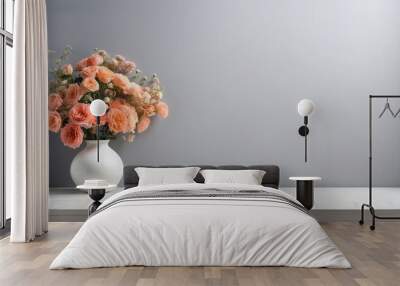 minimal background white wall and flower vase for graphic resource. with copy space Wall mural