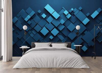 squares abstract background, blue graphic design Wall mural