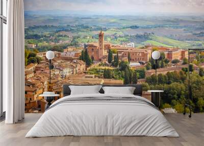 Aerial view over city of Siena Wall mural