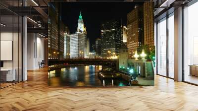 Chicago at night, IL, USA, 2007 Wall mural