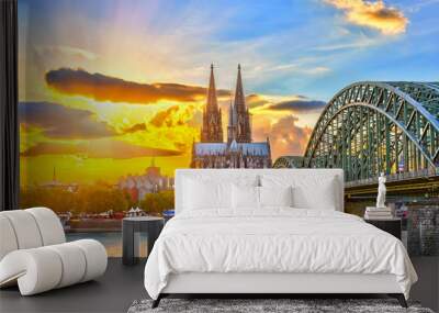 Cologne at sunset Wall mural