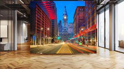 Philadelphia's historic City Hall at night Wall mural