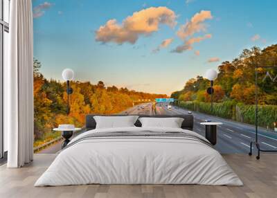 Traffic on highway in Germany Wall mural