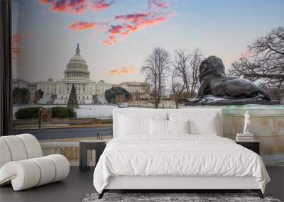 Winter Washington DC: US Capitol at winter sunset Wall mural