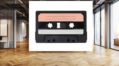 Cassette tape,isolated white background..Obsolete technology of audio recording and playback format audio cassette tape, top view. Wall mural