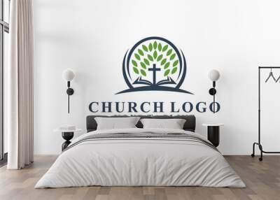 church book and leaf logo design inspirations Wall mural