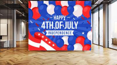 Flat 4th of july - independence day balloons background Wall mural