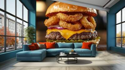 Savory Cheeseburger Known as the Onion Ring Cowboy Burger Wall mural