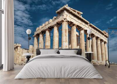 Parthenon on Acropolis of Athens, Greece. Panoramic view on sky background. Wall mural